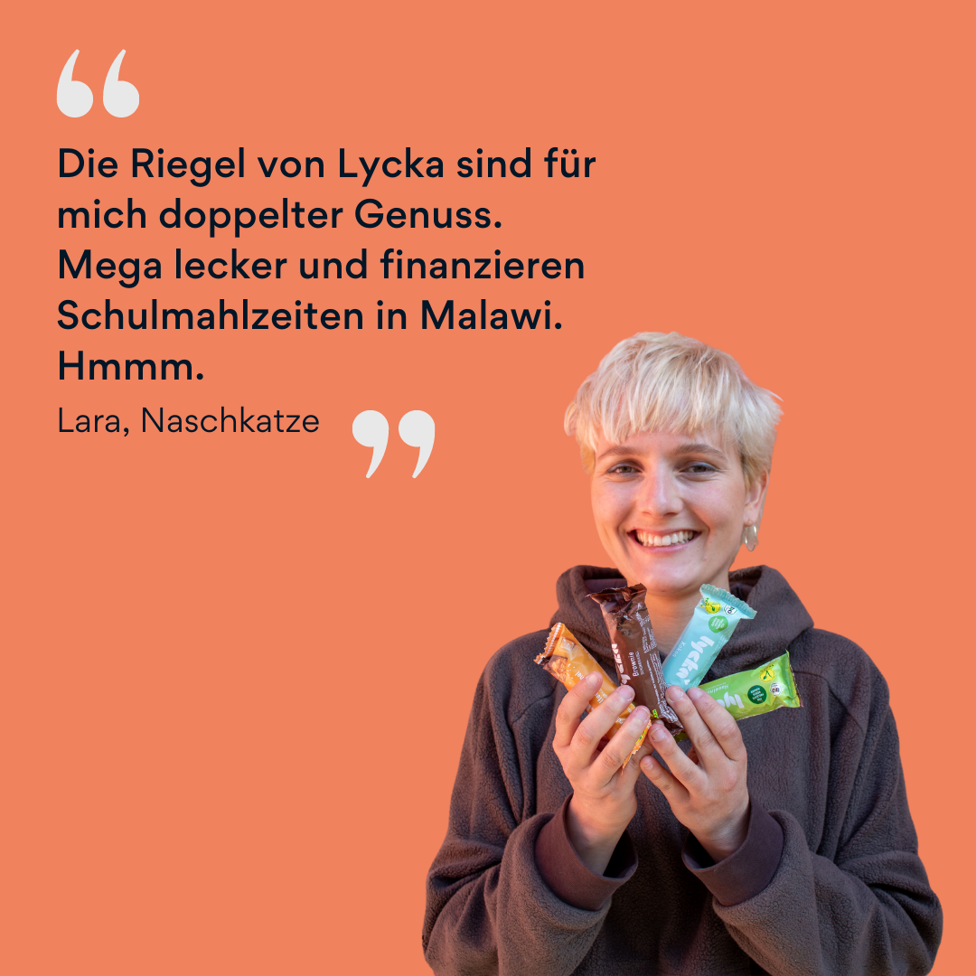 Bild von Lara mit Schokoriegeln von Lycka