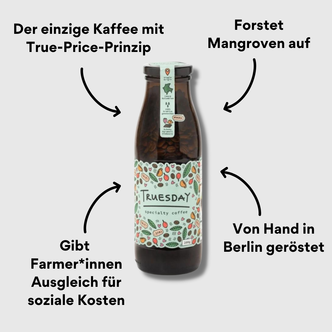 Truesday Kaffee Mehrwegflasche mit Impact