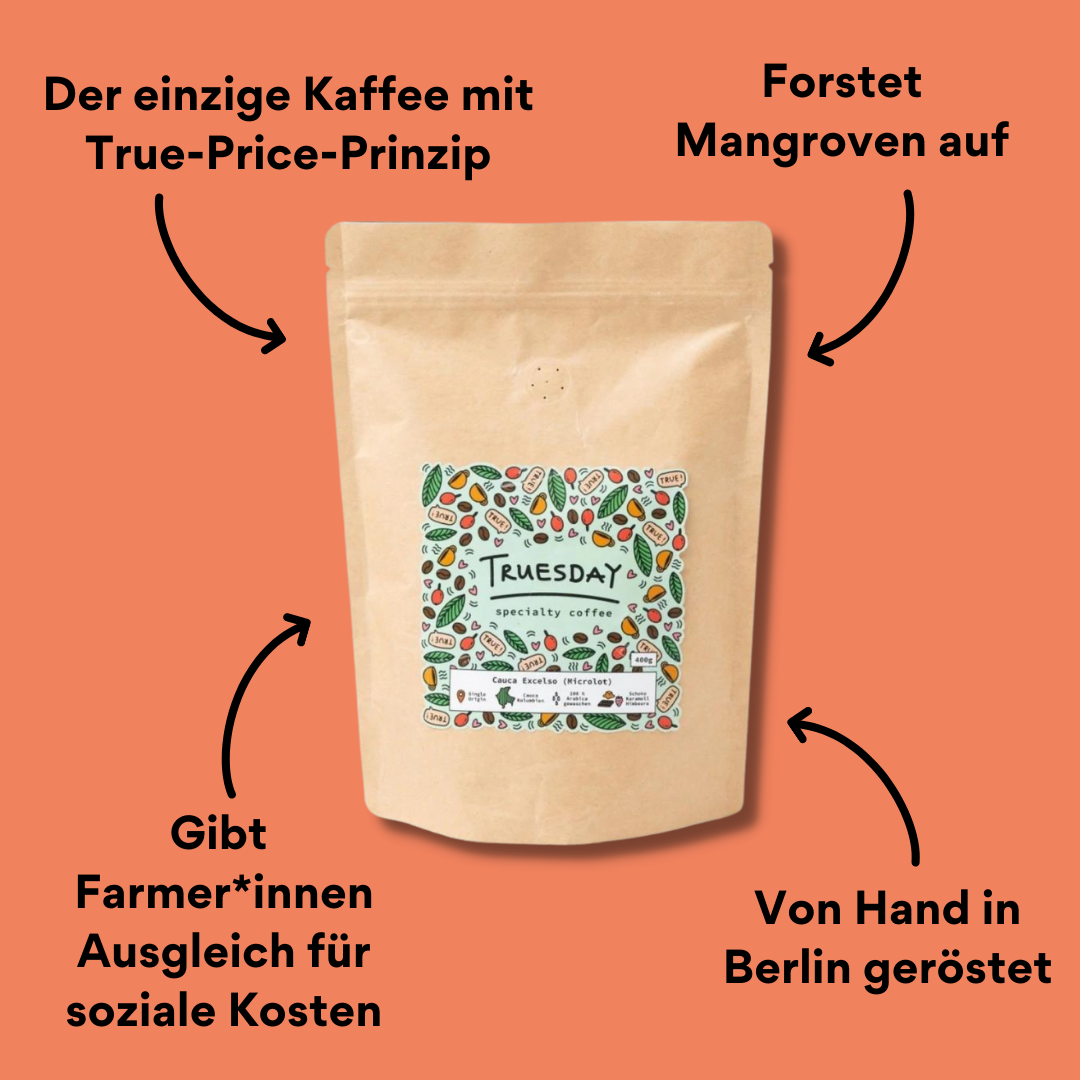 Truesday Kaffee Packung mit Impact