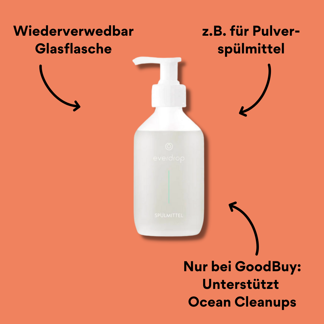 Glasflasche für Spülmittel von everdrop mit Impact