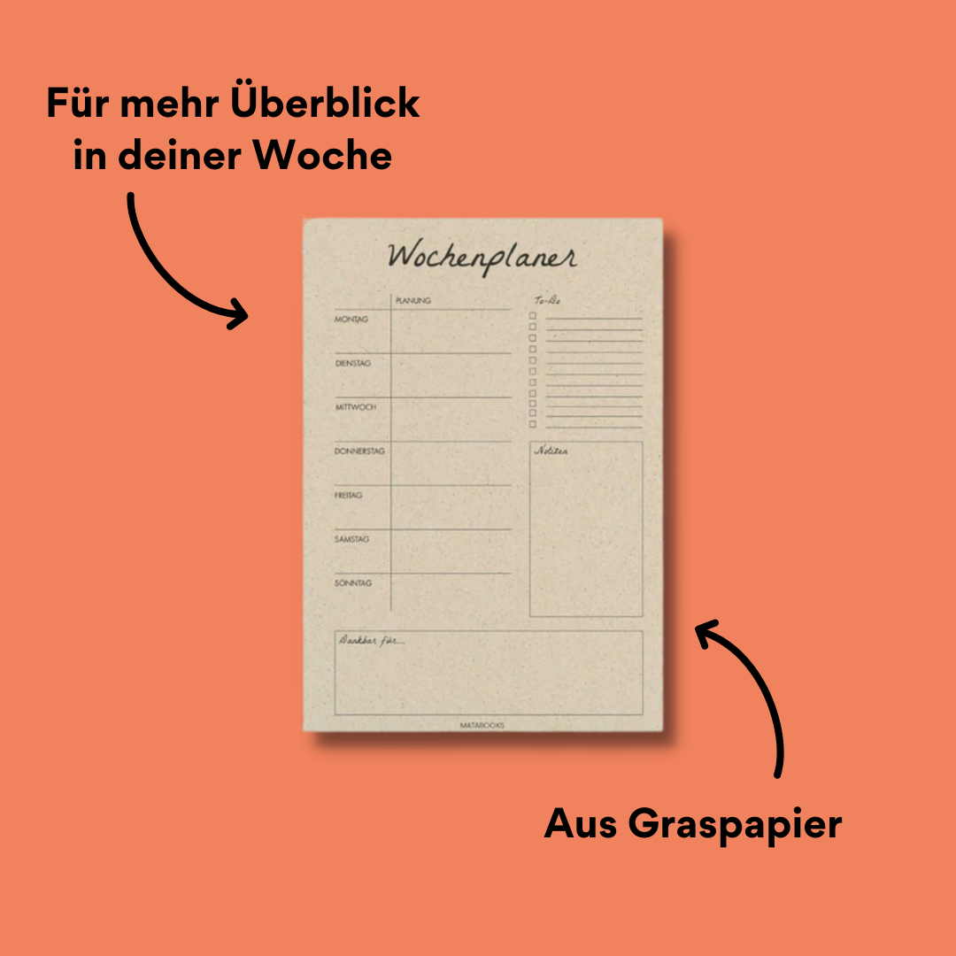 Matabooks Wochenplaner von oben mit Impact