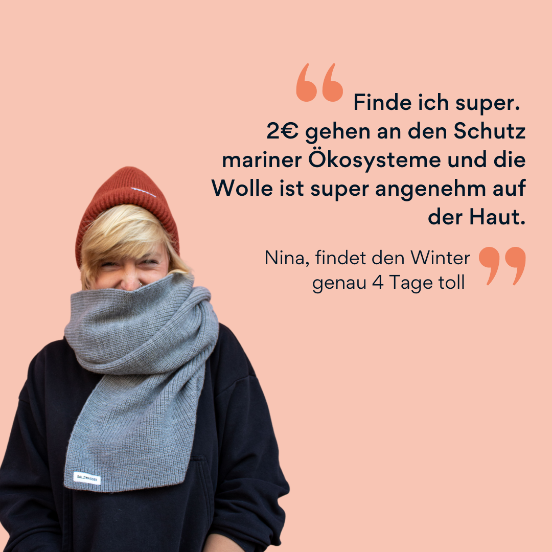 Bild von Nina mit Salzwasser Mütze und Schal