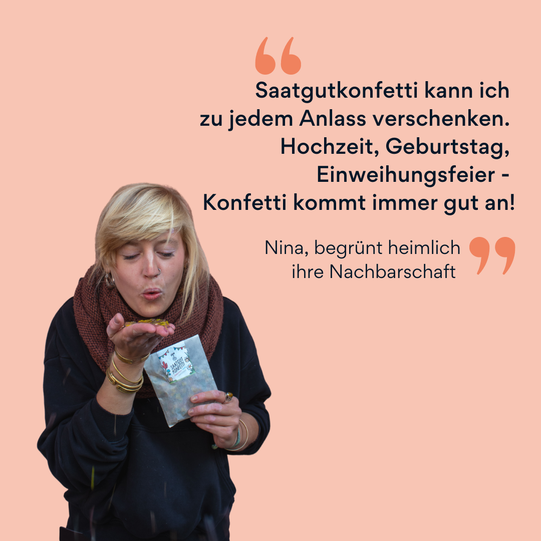 Bild von Nina mit Saatgutkonfetti