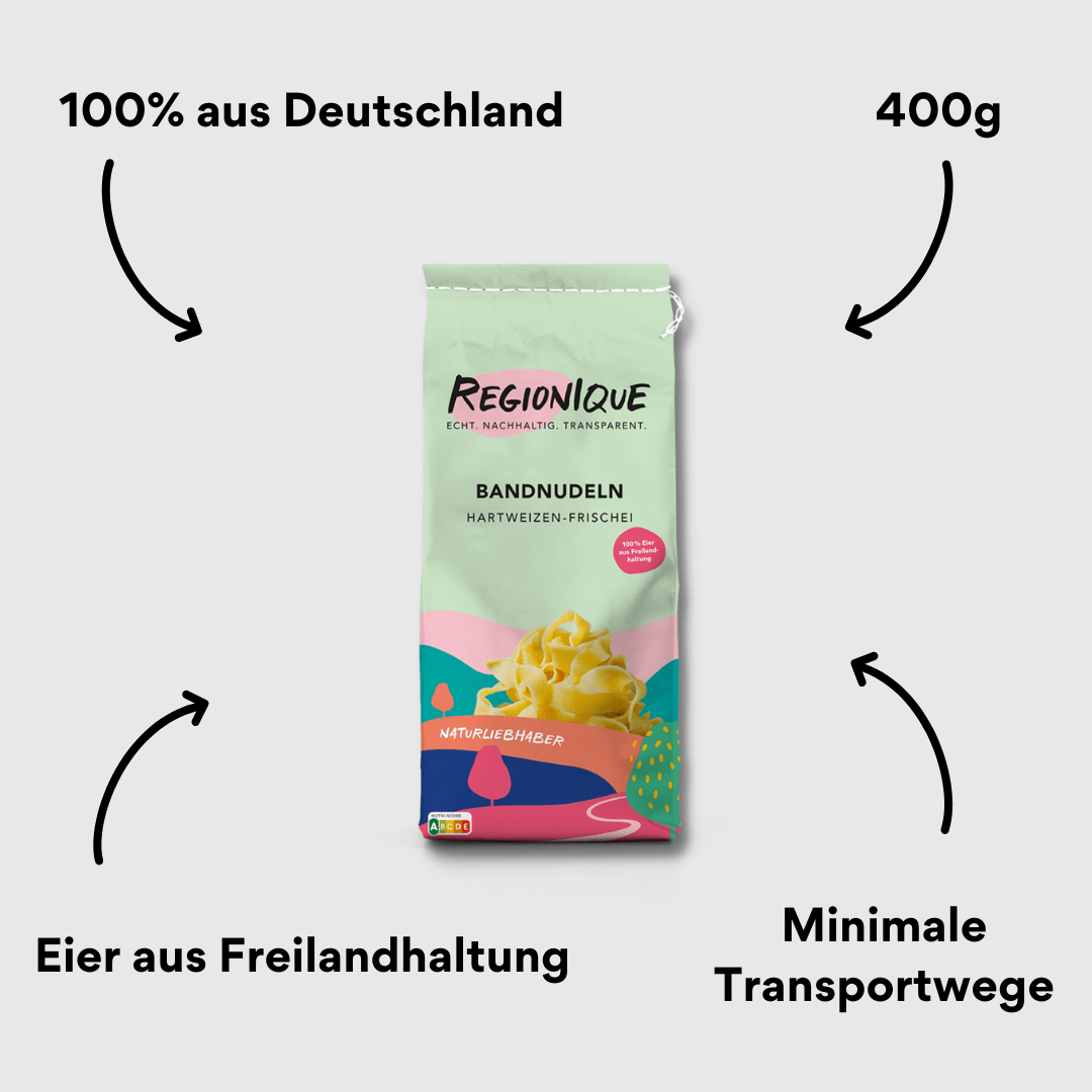 Regionique Bandnudeln Naturliebhaber Verpackung mit Impact