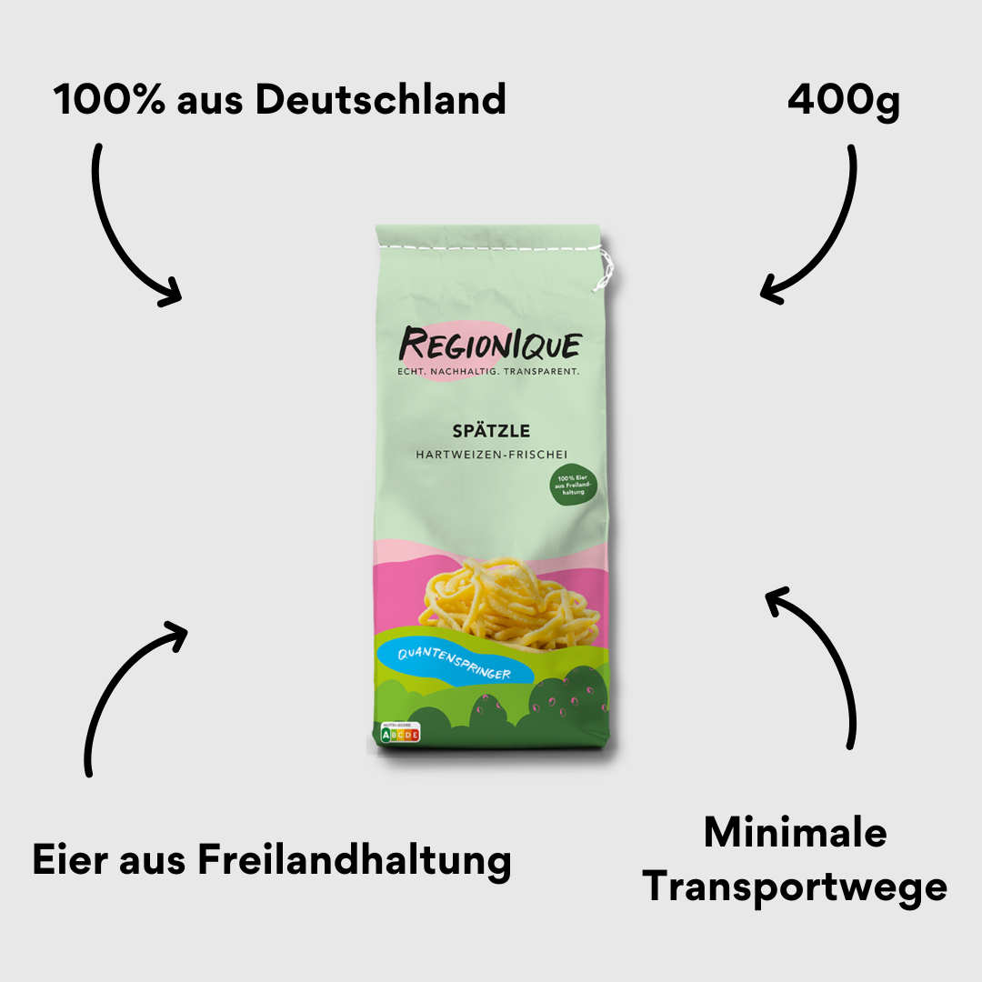 Regionique Spätzle Quantenspringer Verpackung mit Impact