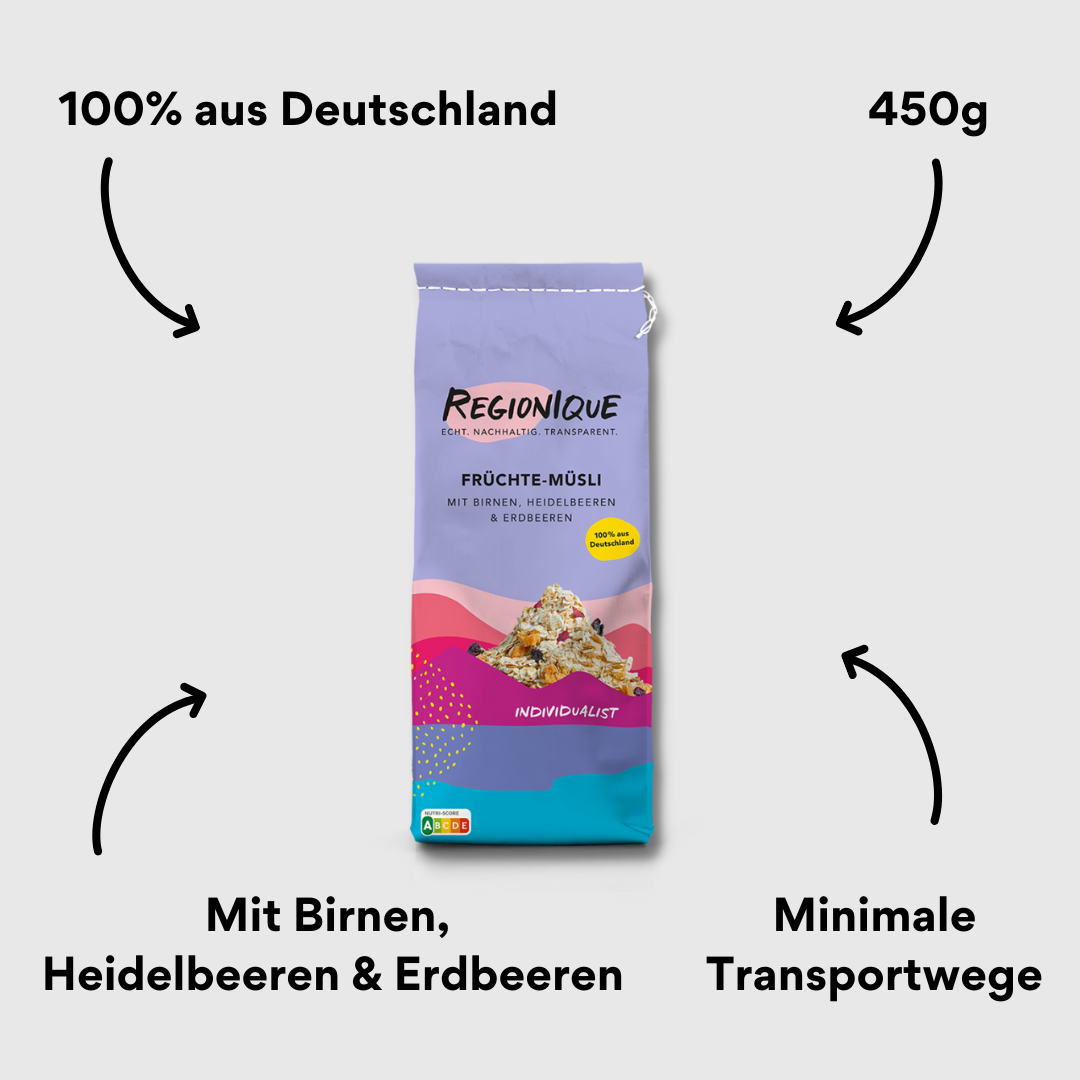 Regionique Früchte Müsli Individualist Verpackung mit Impact