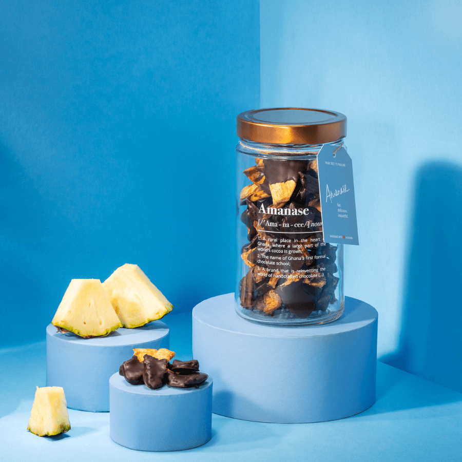 Dipped Ananas von Amanase im Zero Waste Glas, mit Stückchen und Ananas