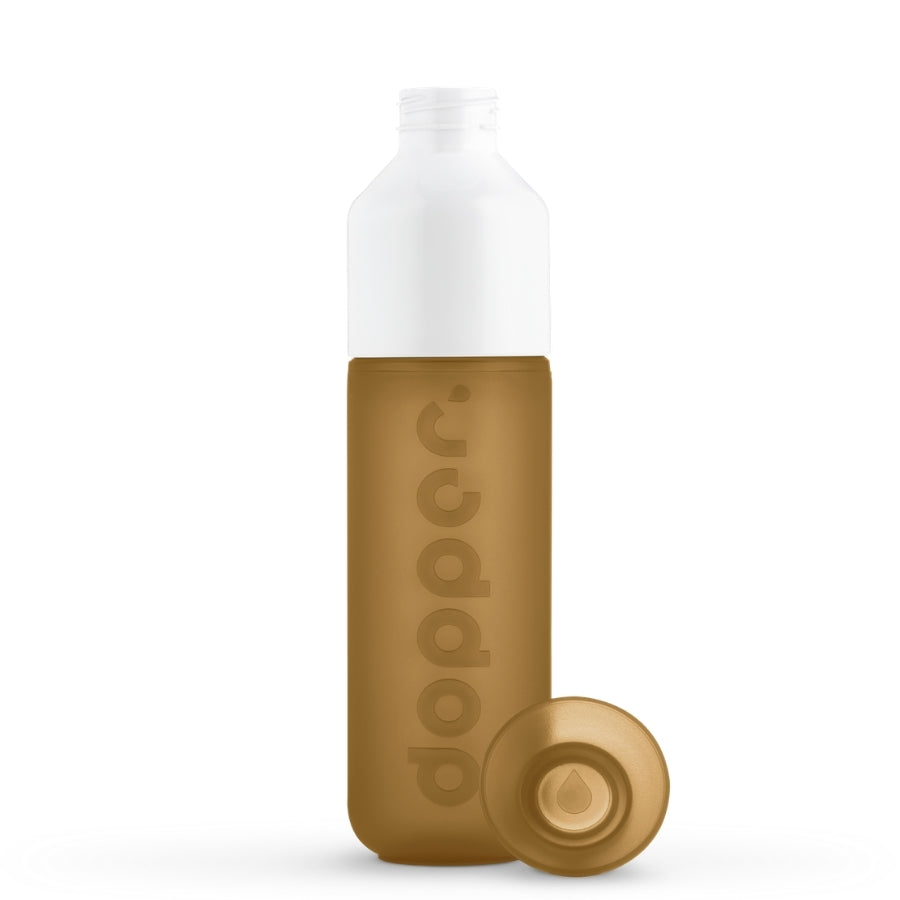 Dopper Trinkflasche Ocker Deckel abeschraubt