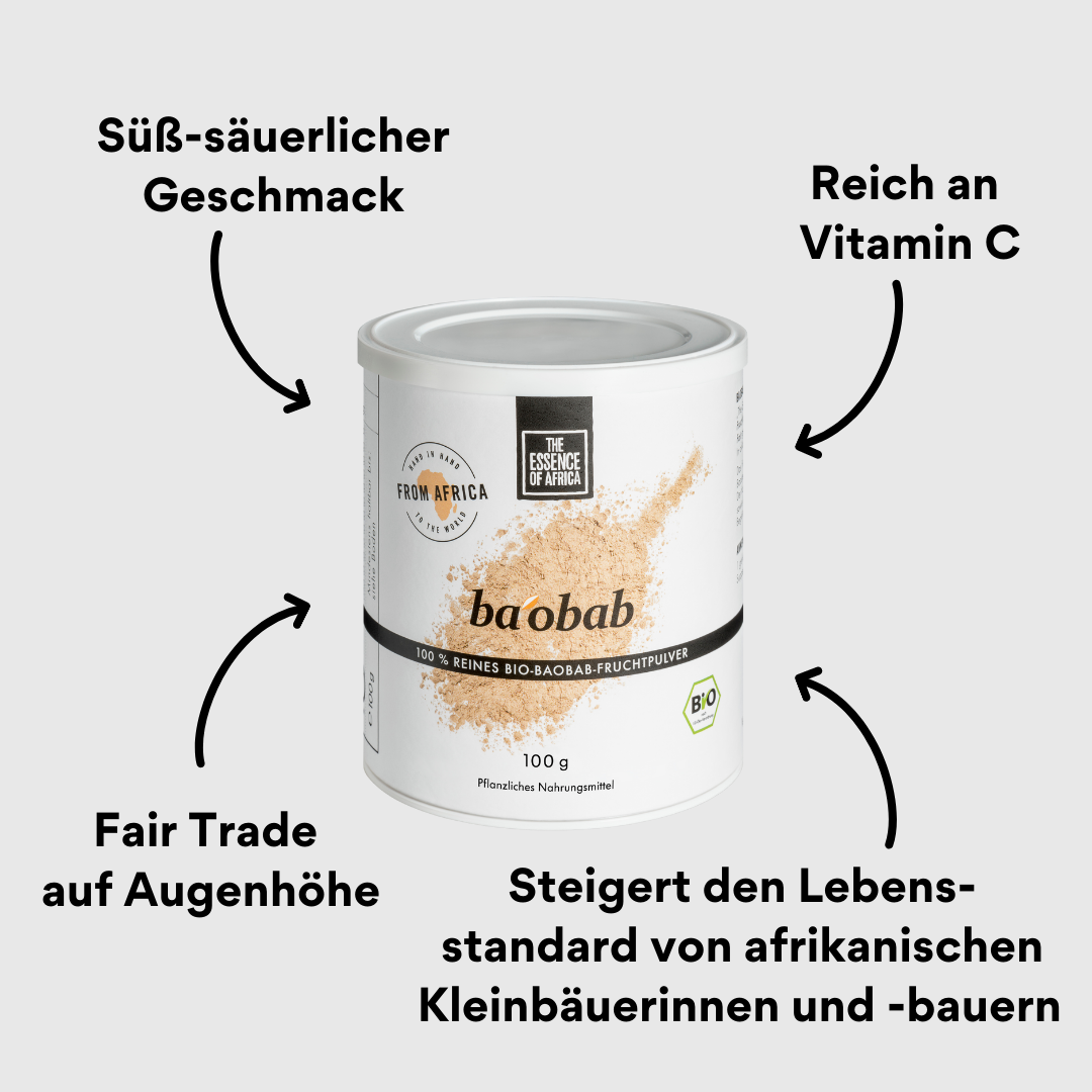 Baobab Pulver 100g Verpackung von vorne mit Impact