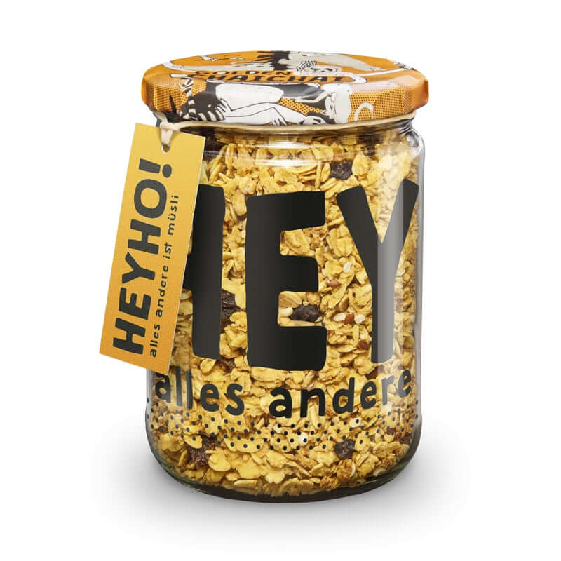 Heyho Golden ChaiChai Müsli in 300g Glasverpackung von vorne