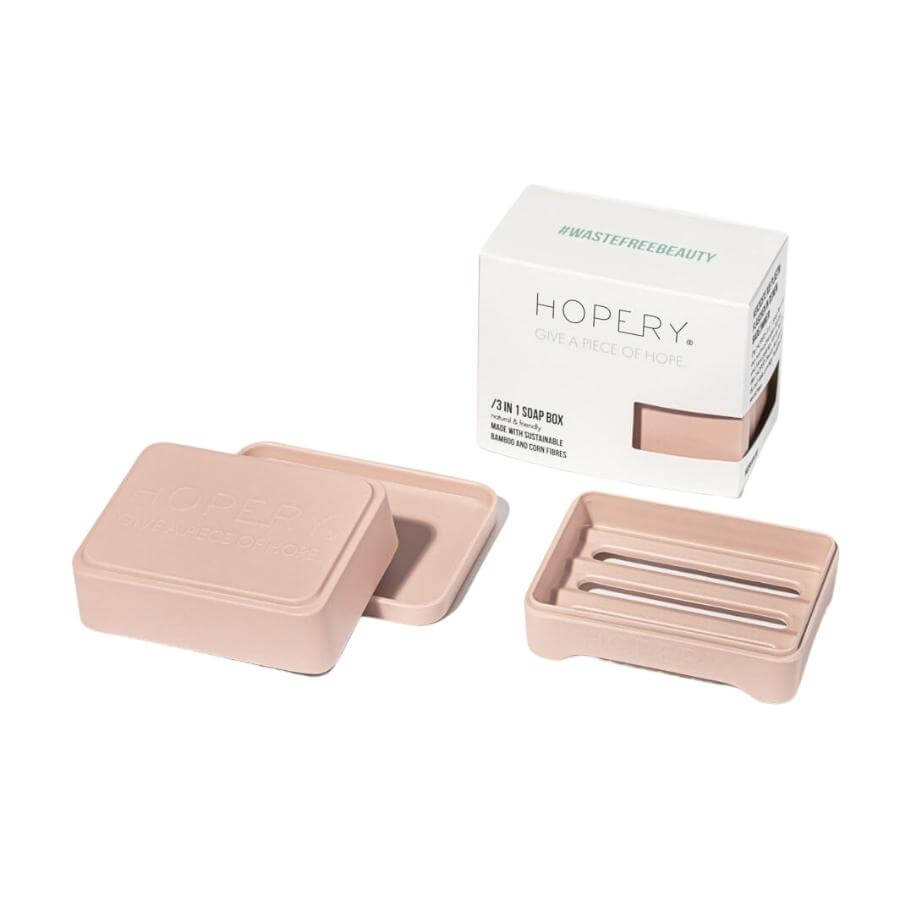 Hopery Seifendose taupe 3 in 1  auseinander gebaut und mit Verpackung