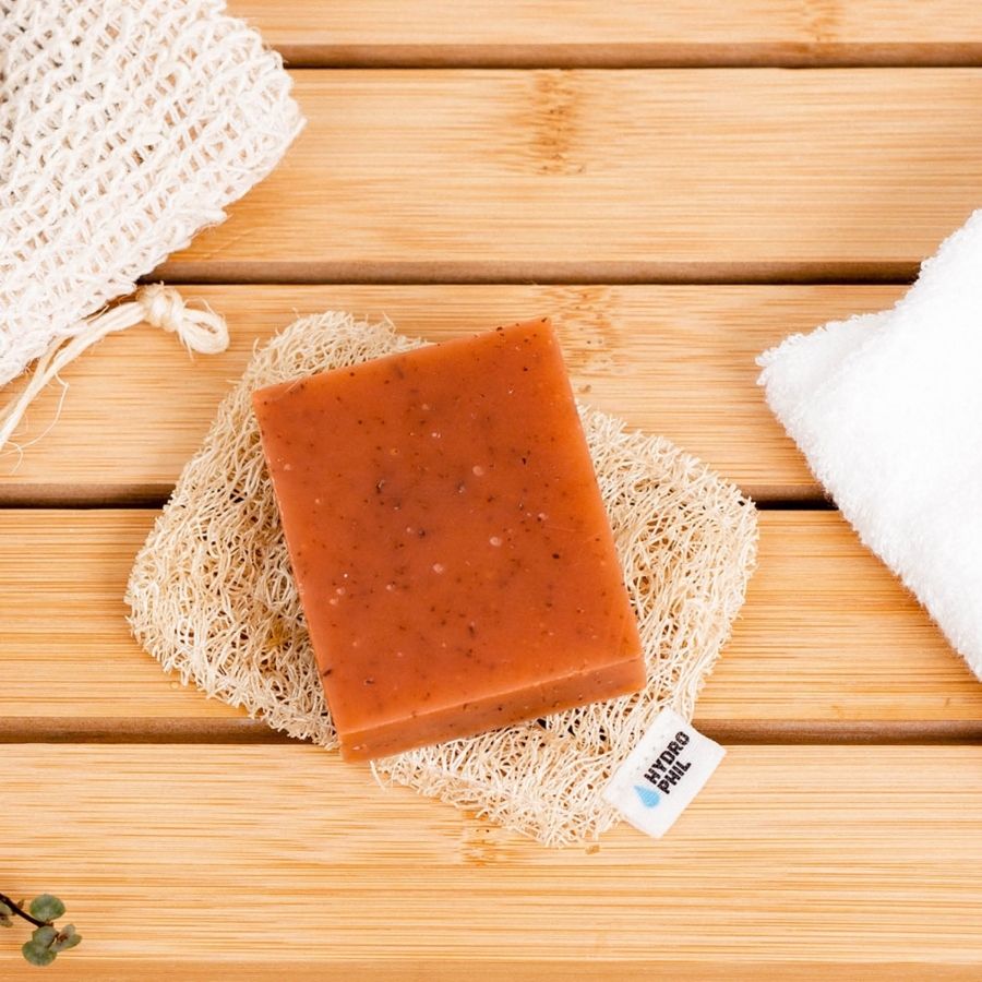 Luffa Seifenkissen zum Trocknen von fester Seife und Shampoo
