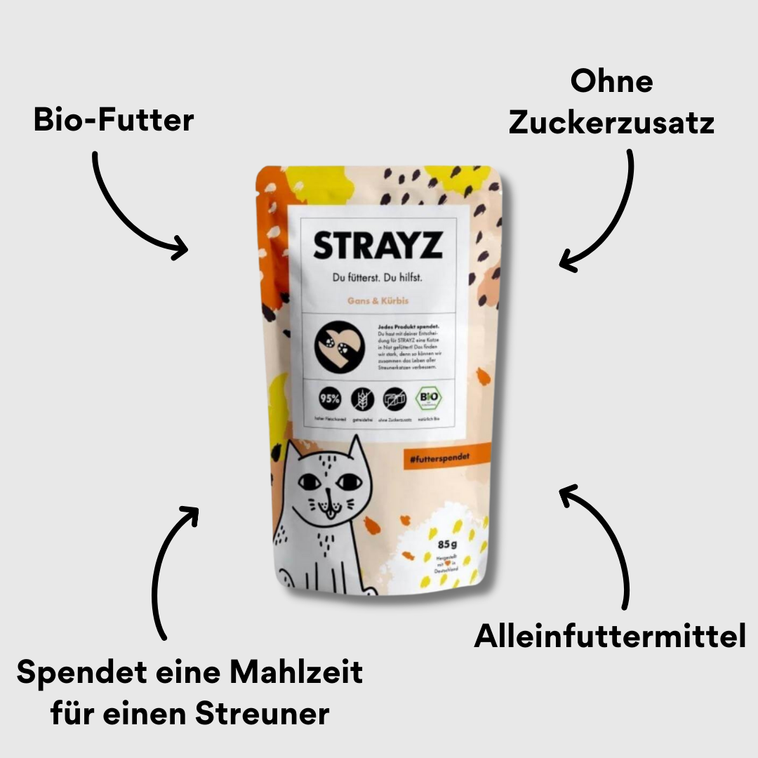 Strayz Nassfutter Gans Kürbis Verpackung von vorne mit Impact