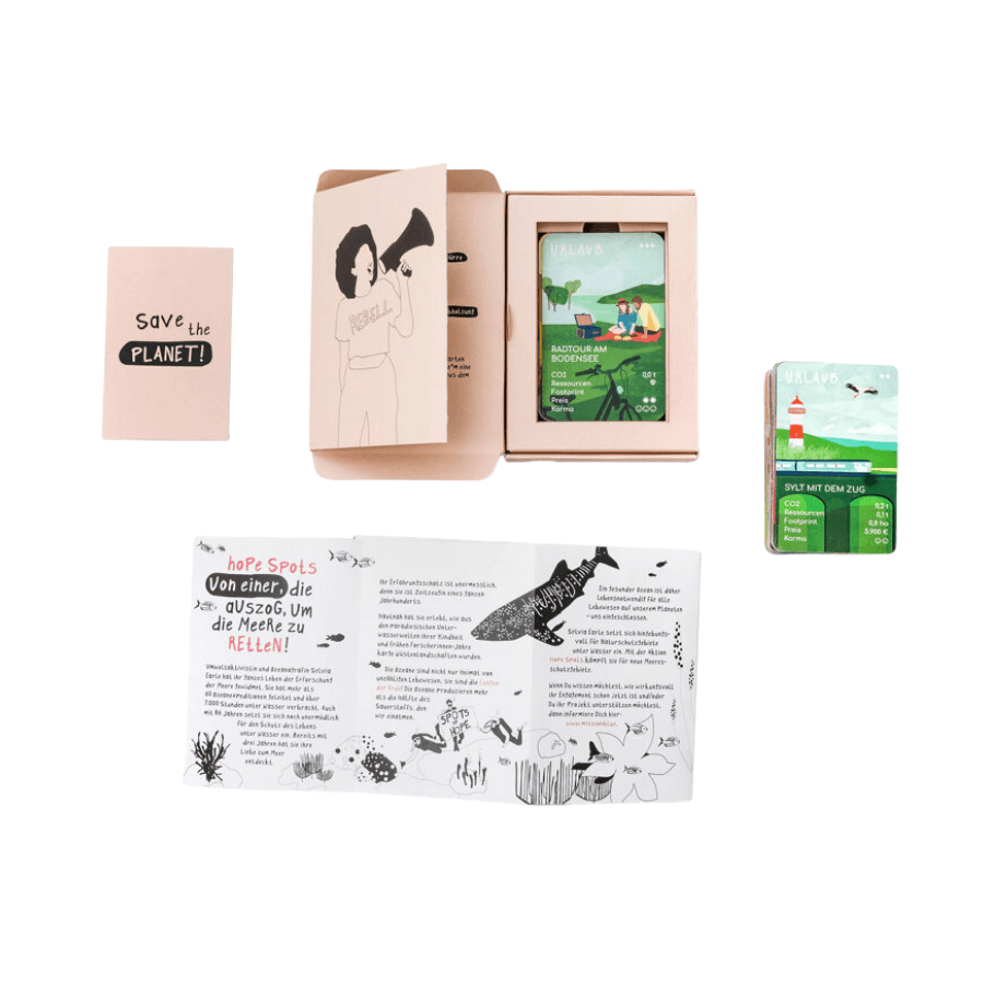 Klimaquartett Verpackung, Anleitung und Karten
