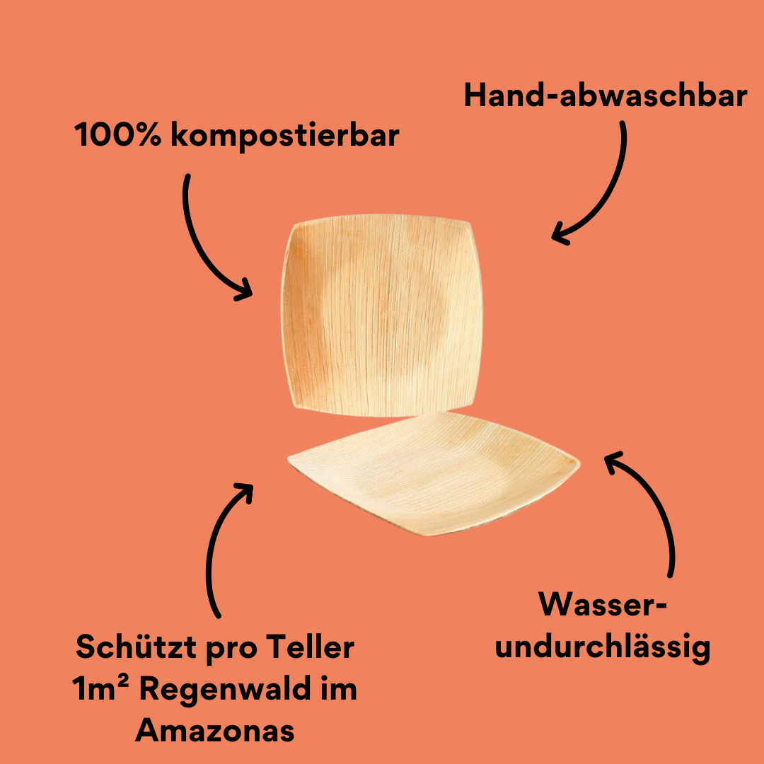 Palmblatt-Teller in 15x15cm mit Impact