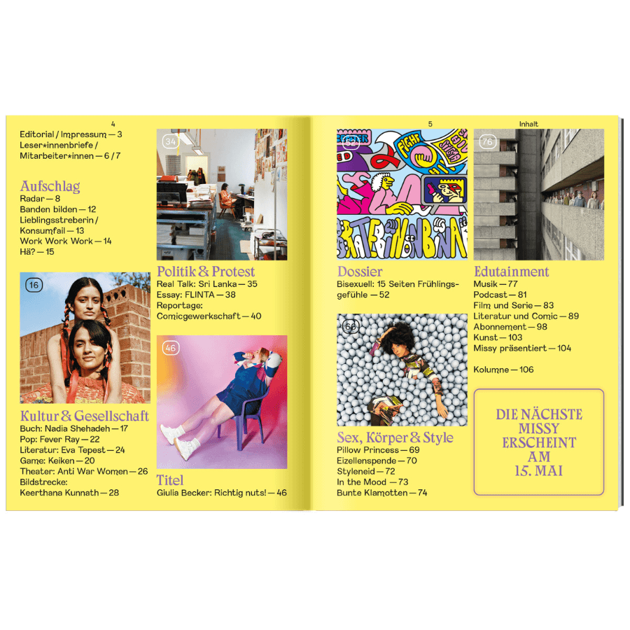 Missy Magazin Ausgabe 02|2023 Inhaltsverzeichnis