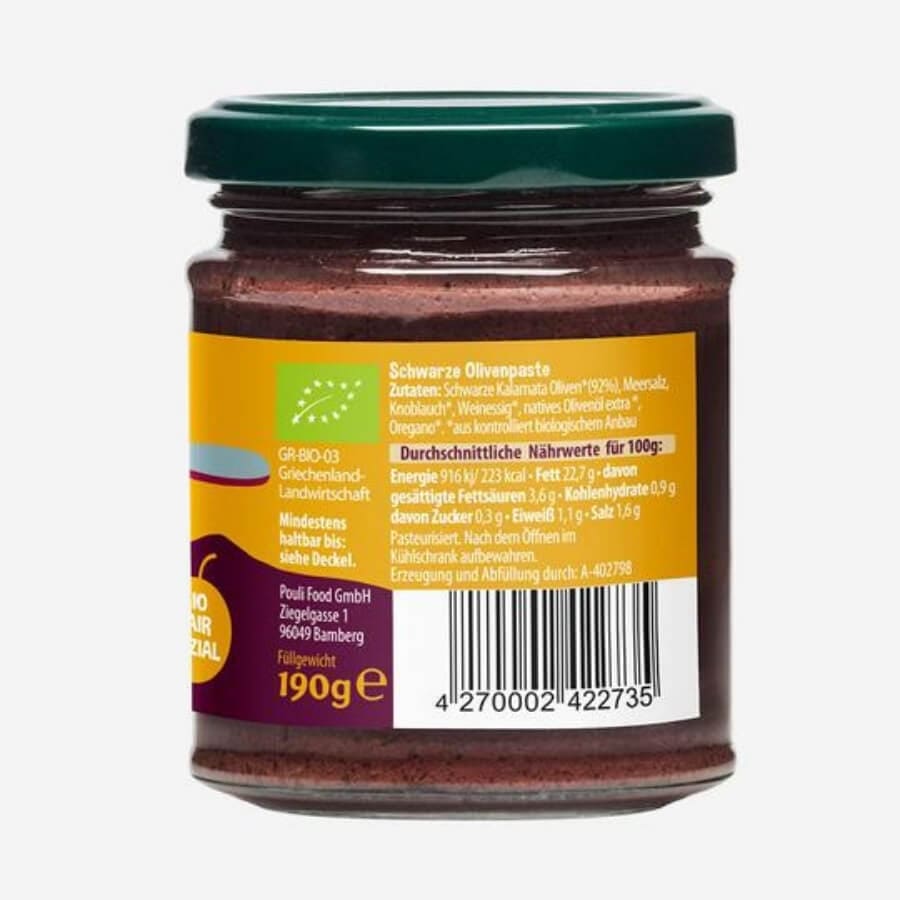 Pouli Olivenpaste im Glas Hinteransicht