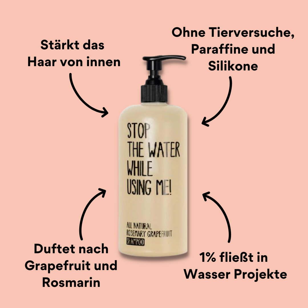 Rosmarin Grapefruit Shampoo von vorne mit Impact