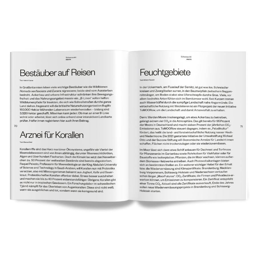 enorm Magazin Mission Artenrettung Innenansicht