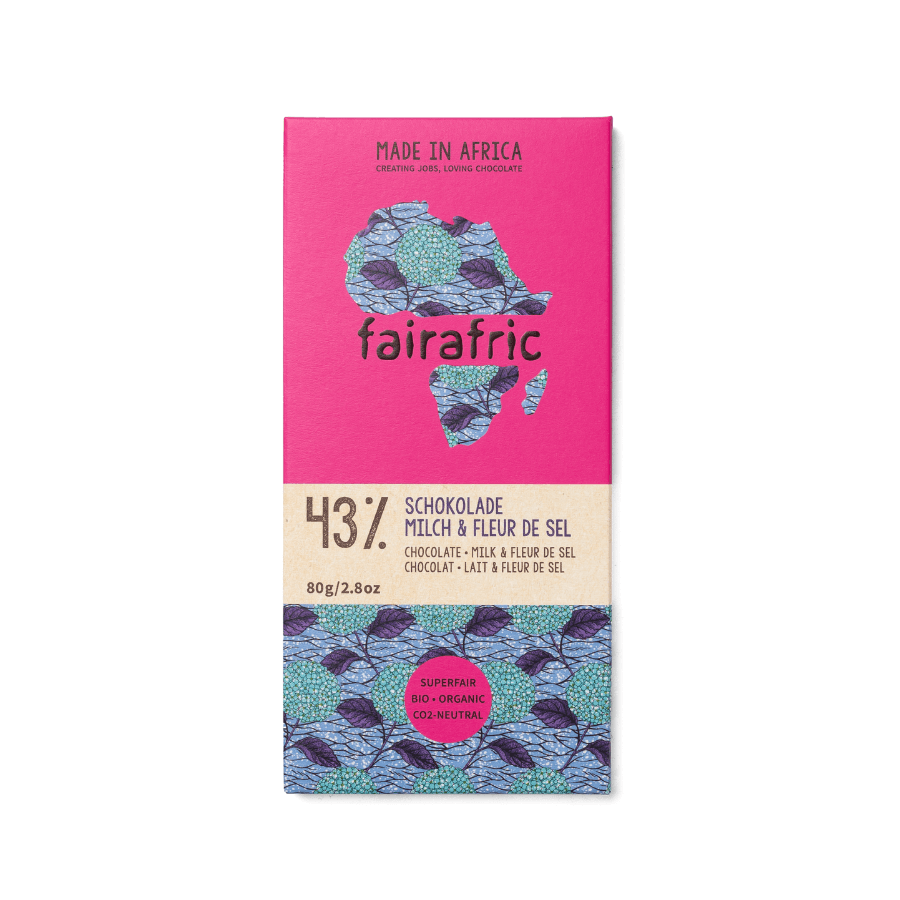 fairafric Schokolade 43% fleur de sel Verpackung