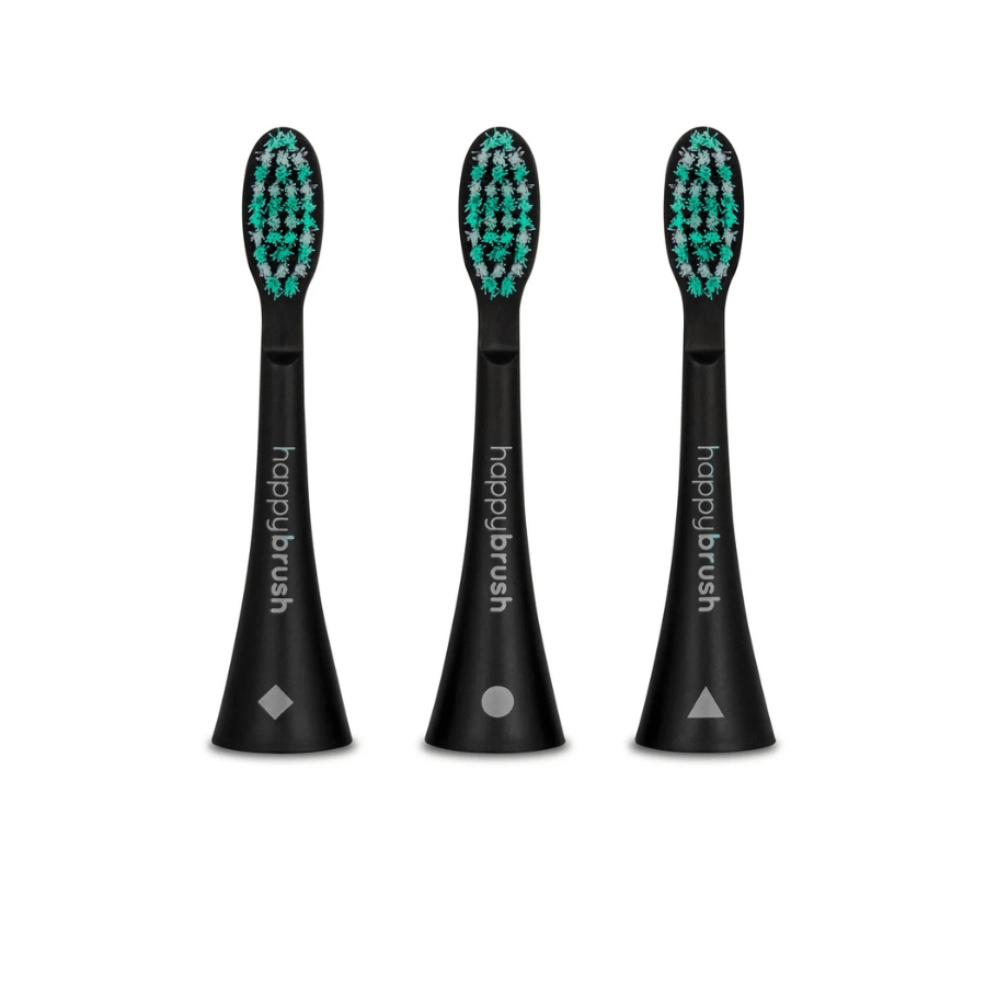happybrush Aufsteckbürsten Schwarz 3Stück