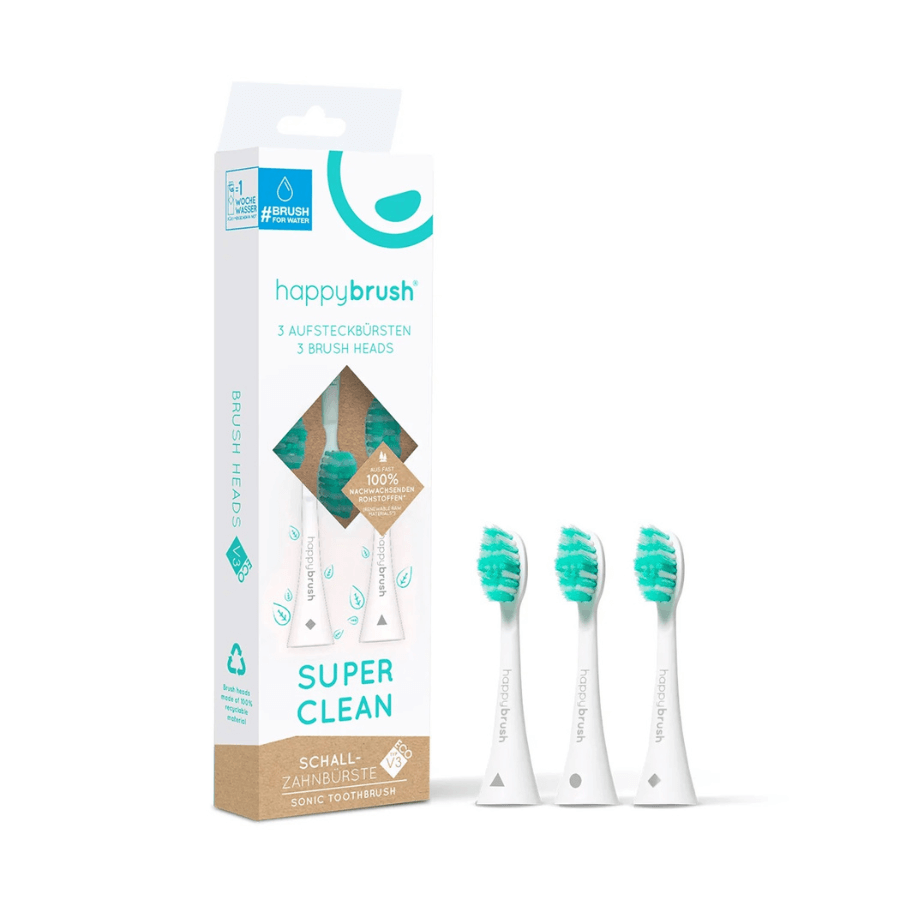 happybrush Aufsteckbürsten Weiß 3Stück mit Verpackung