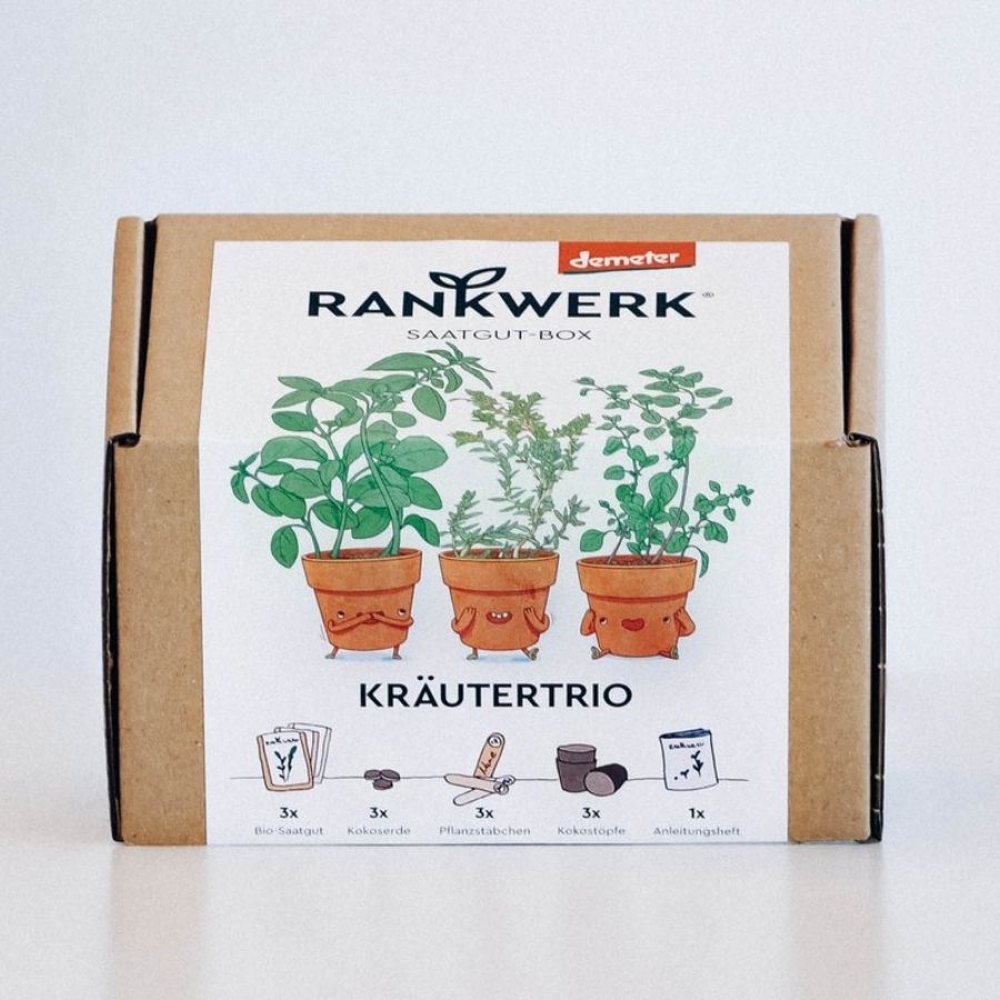 Saatgut Box Kräutertrio Verpackung