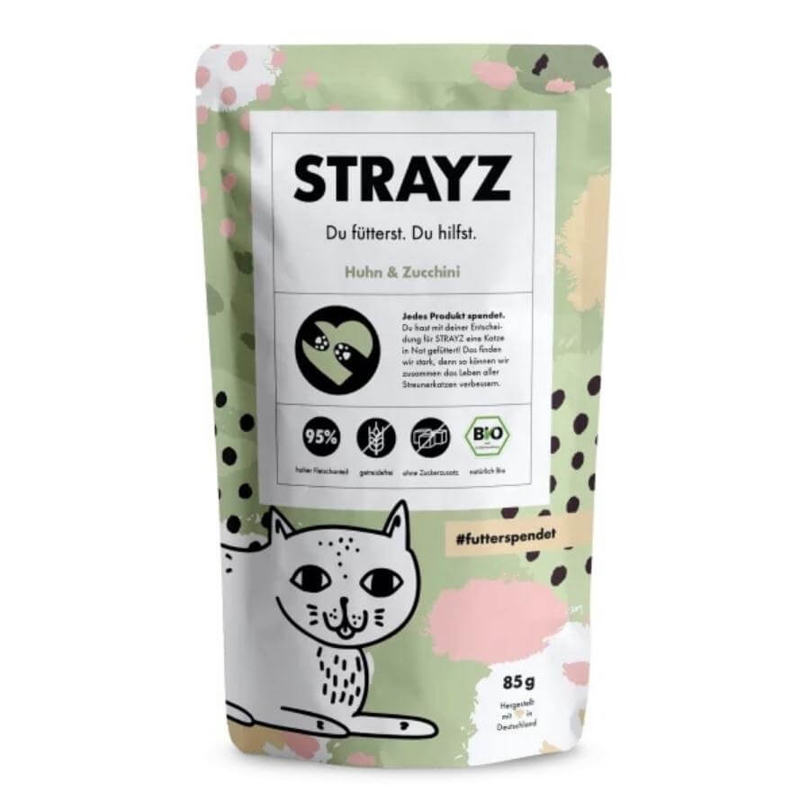 Strayz Nassfutter Huhn Zucchini Verpackung von vorne