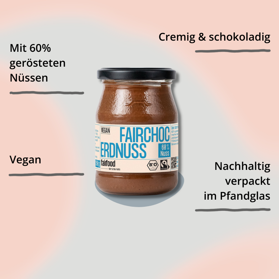 fairfood Erdnuss Schoko im Pfandglas mit Impact