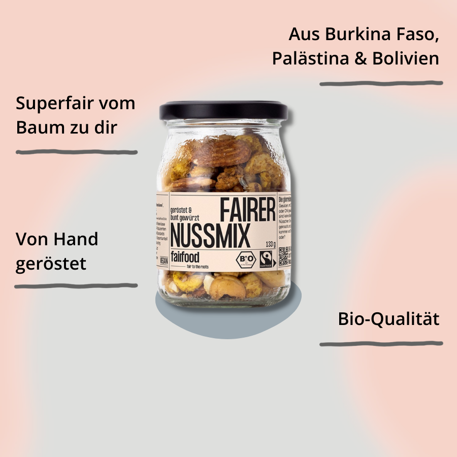 Nussmix von fairfood im Glas mit Impact