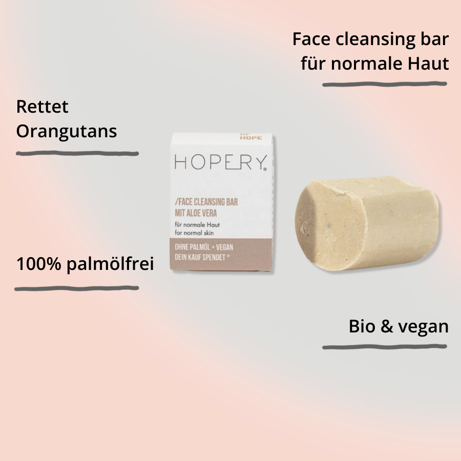 Face Cleansing bar mit Aloe Vera von Hopery mit Verpackung mit Impact