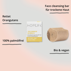 Face Cleansing bar mit Grünem Tee von Hopery mit Verpackung mit Impact