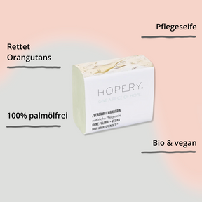 Hopery Pflegeseife Bergamot Mandarin – Seife in Verpackung mit Impact