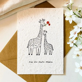 BlühWerk Papeterie – Grußkarte Für die beste Mama – Giraffen