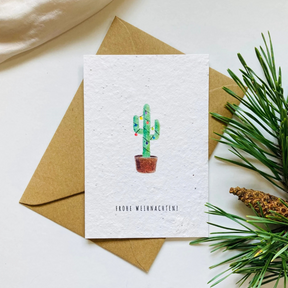 Einpflanzbare Postkarte – Weihnachten  von BlühWerk Papeterie – Kaktus