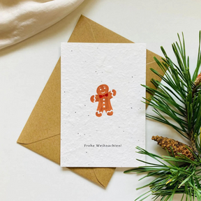 Einpflanzbare Postkarte – Weihnachten  von BlühWerk Papeterie – Lebkuchenmann