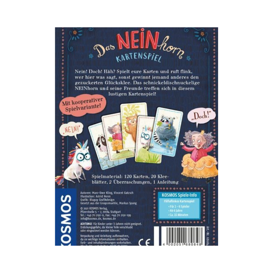 Das NEINhorn – Kartenspiel Verpackung von hinten