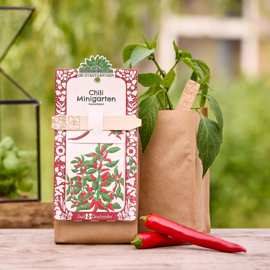 Minigarten – Chili von Die Stadtgärtner – Verpackung mit Chilis