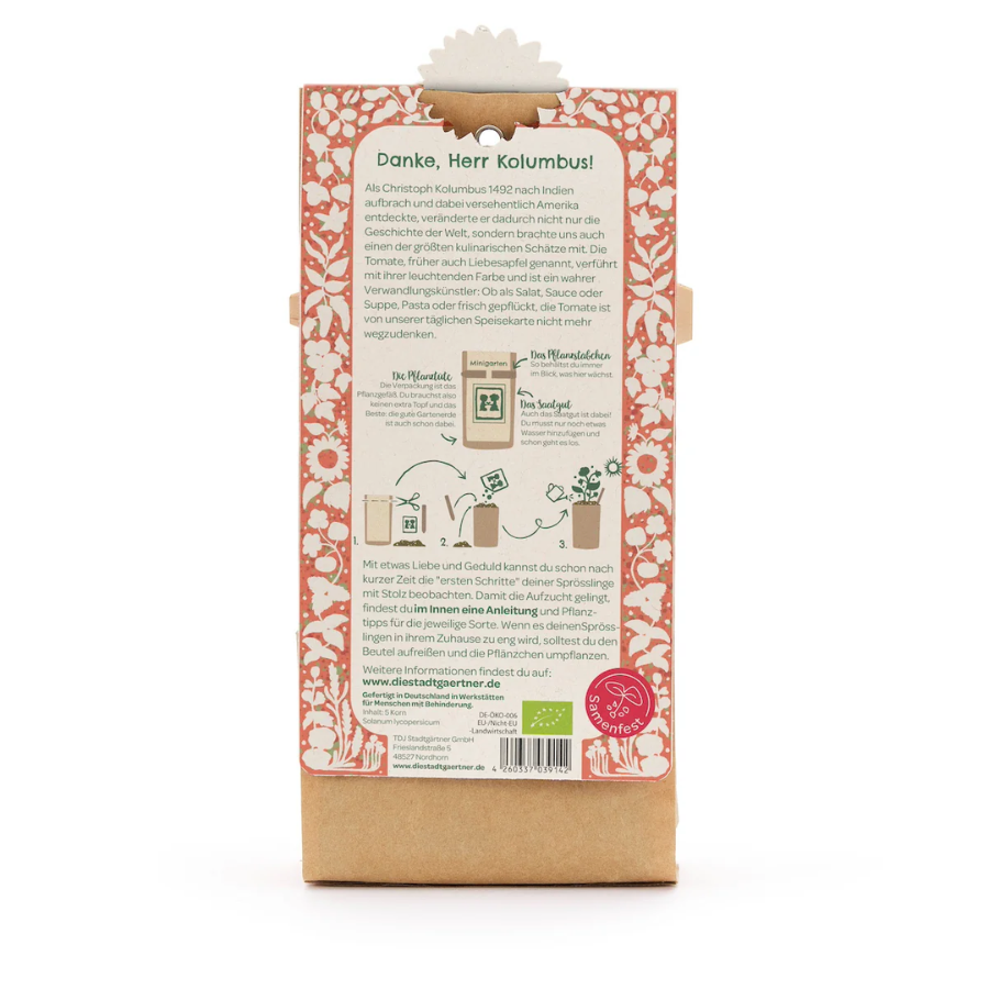 Minigarten – Wildtomaten von Die Stadtgärtner – Verpackung von hinten