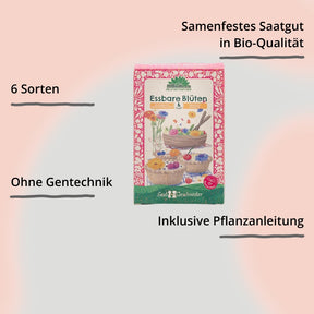 Saatgut-Set Essbare Blüten von Die Stadtgärtner – Verpackung mit Impact