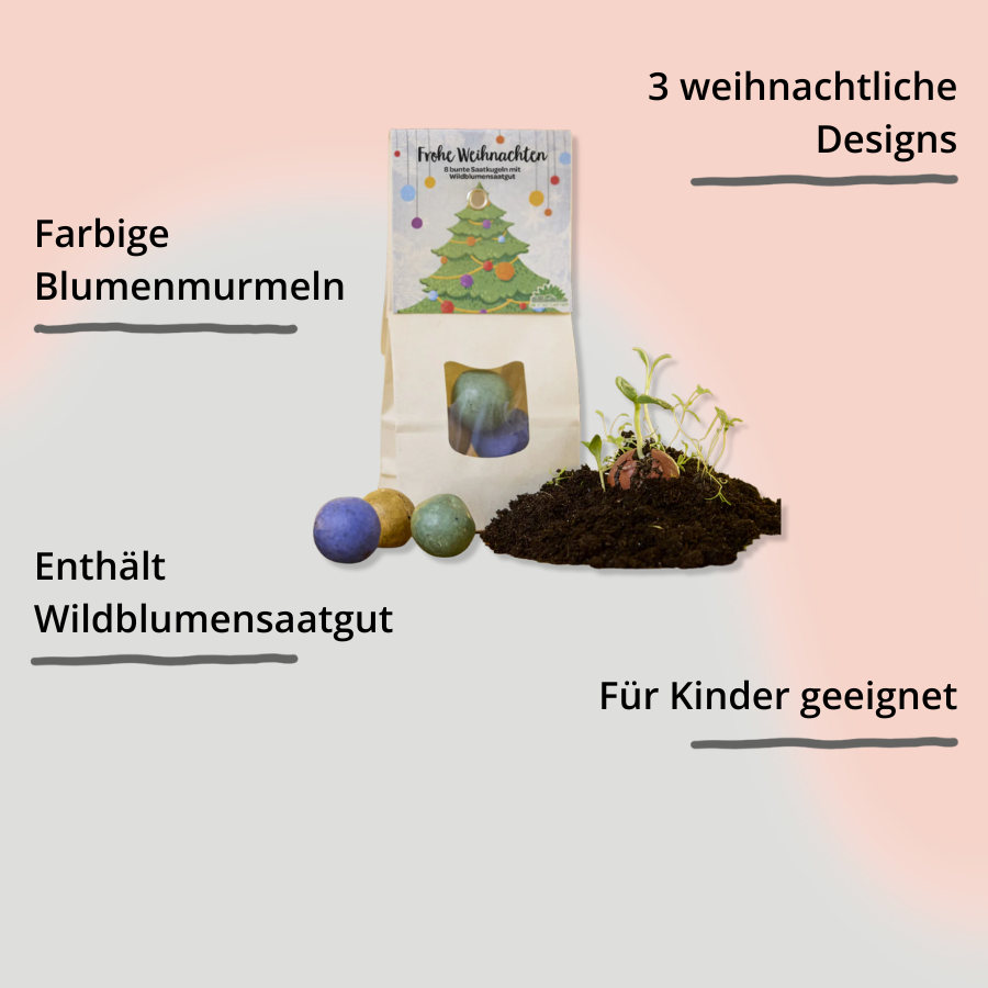 Weihnachtliche Blumenmurmeln von Die Stadtgärtner "Frohe Weihnachten" mit Impact
