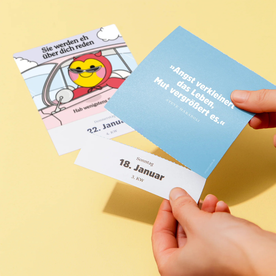 Abreißkalender »Halbwegs entspannt durch 2027« von Ein guter Verlag – Perforierung