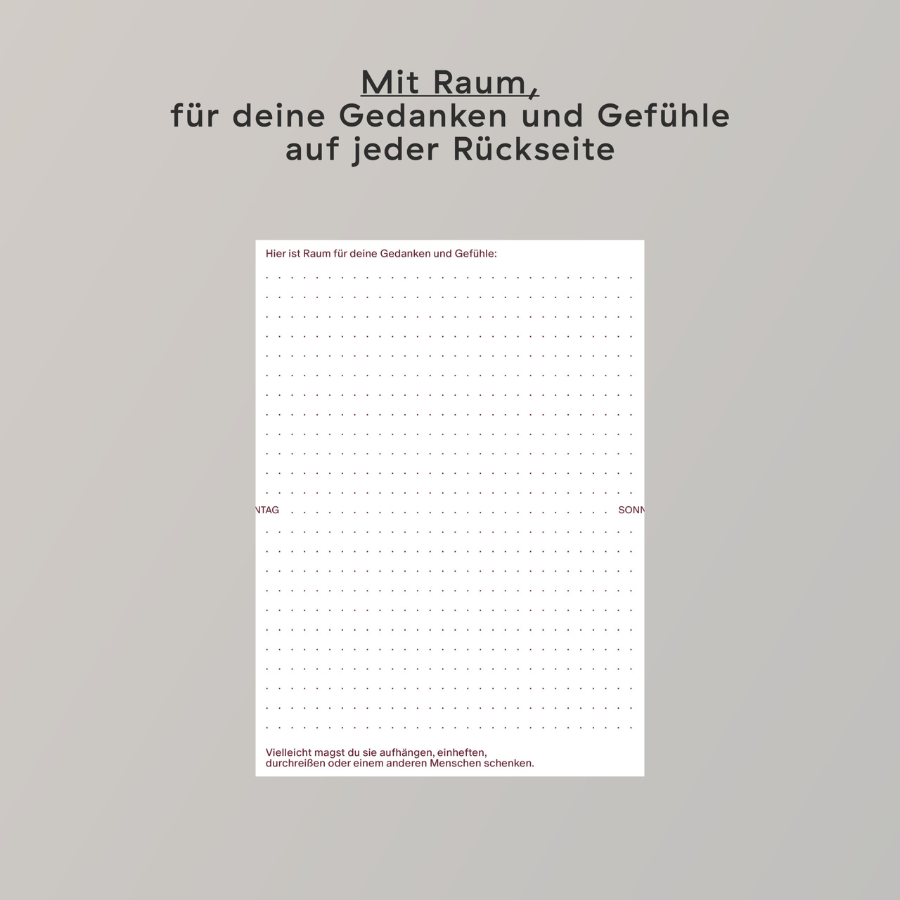 Create Space in 2026 – Abreißkalender von Familiar Faces: Rückseiten