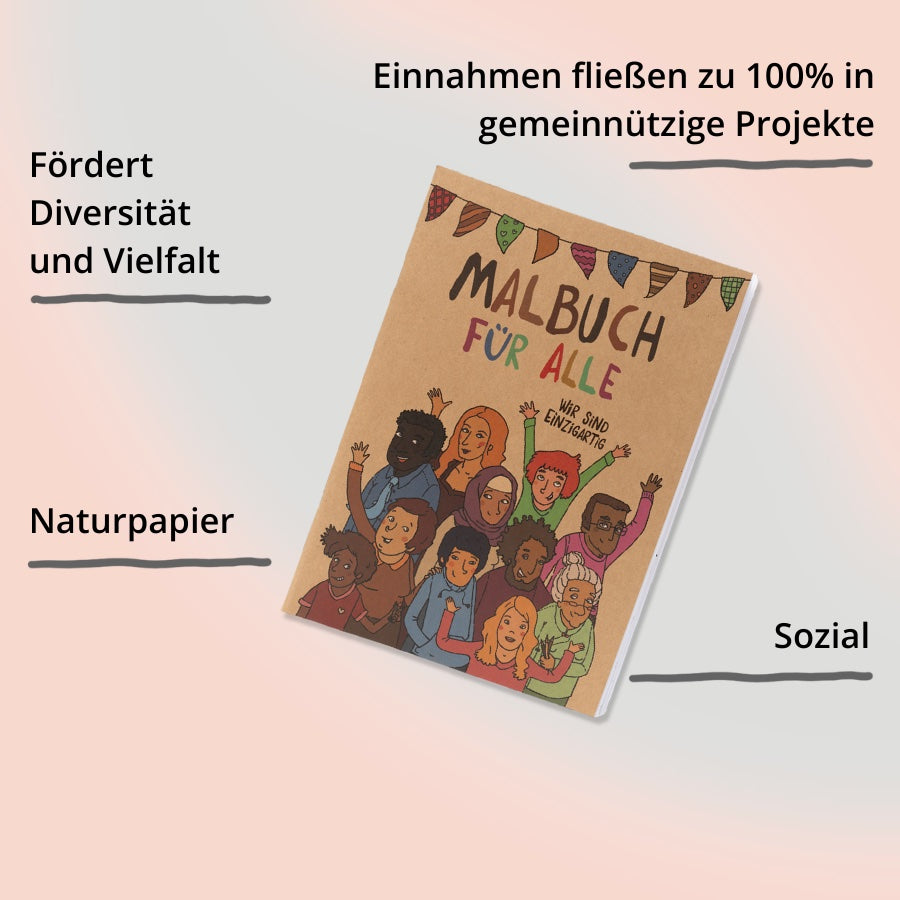 Umschlag Malbuch für alle von Hautfarben mit Impact