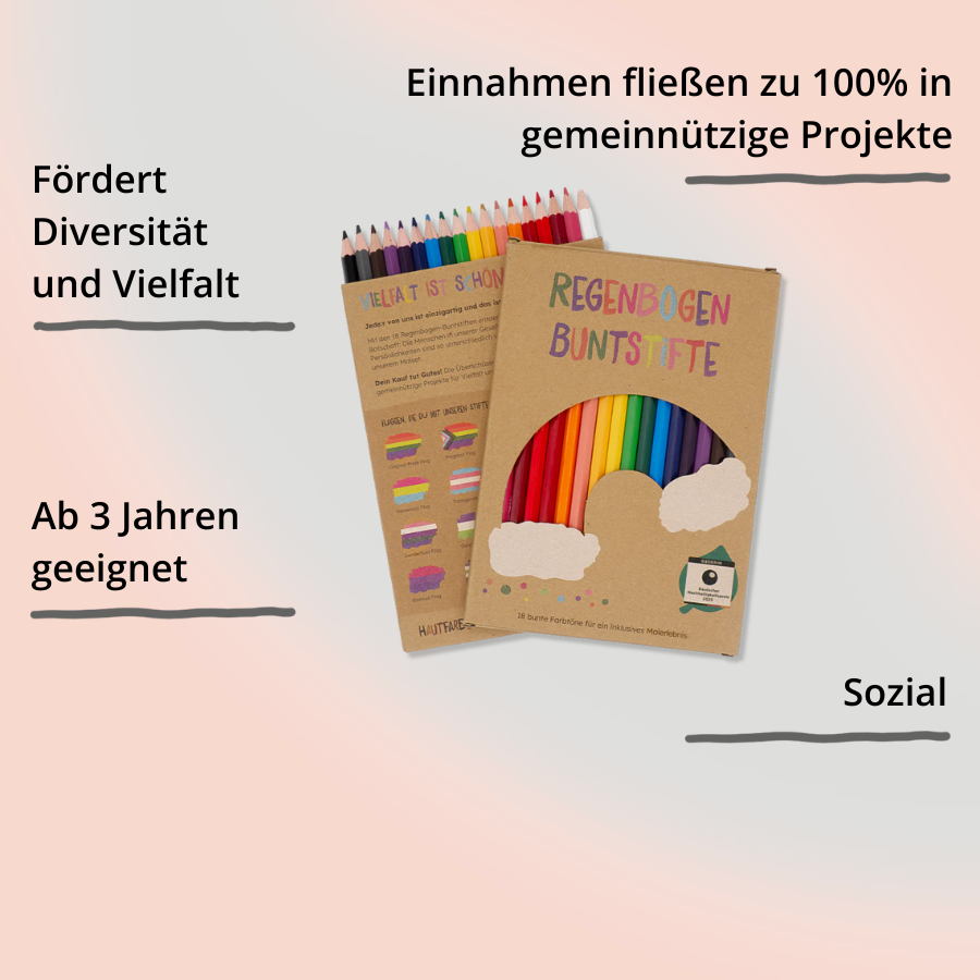 Regenbogen Buntstifte von Hautfarben – Verpackung von vorne mit Impact