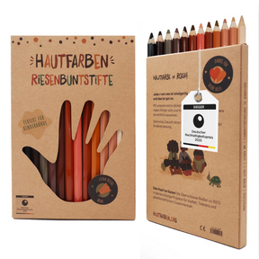 Riesenbuntstifte von Hautfarben – Verpackung von vorne und hinten