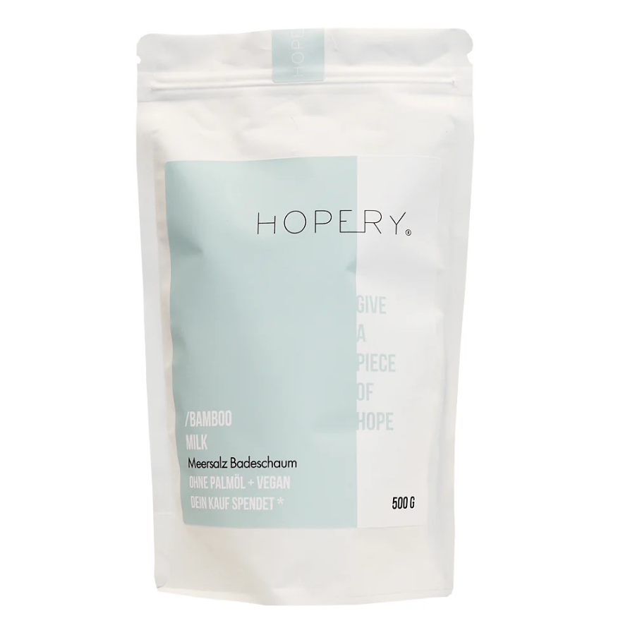 Meersalz Badeschaum – Bamboo Milk von Hopery, Verpackung 500g