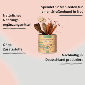 Futtertopping – Magen & Darm von Hunderunde. Dose mit Zutaten und Impact