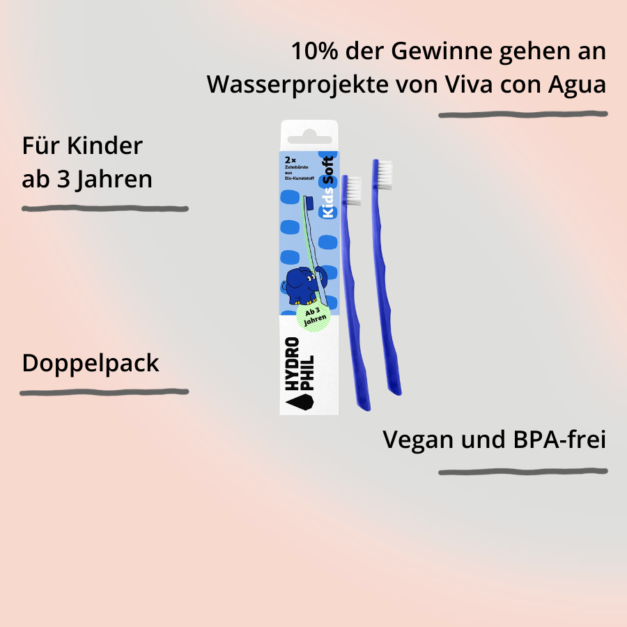 Hydrophil Zahnbürste für Kinder aus Cellulose mit dem Elefant und Impact