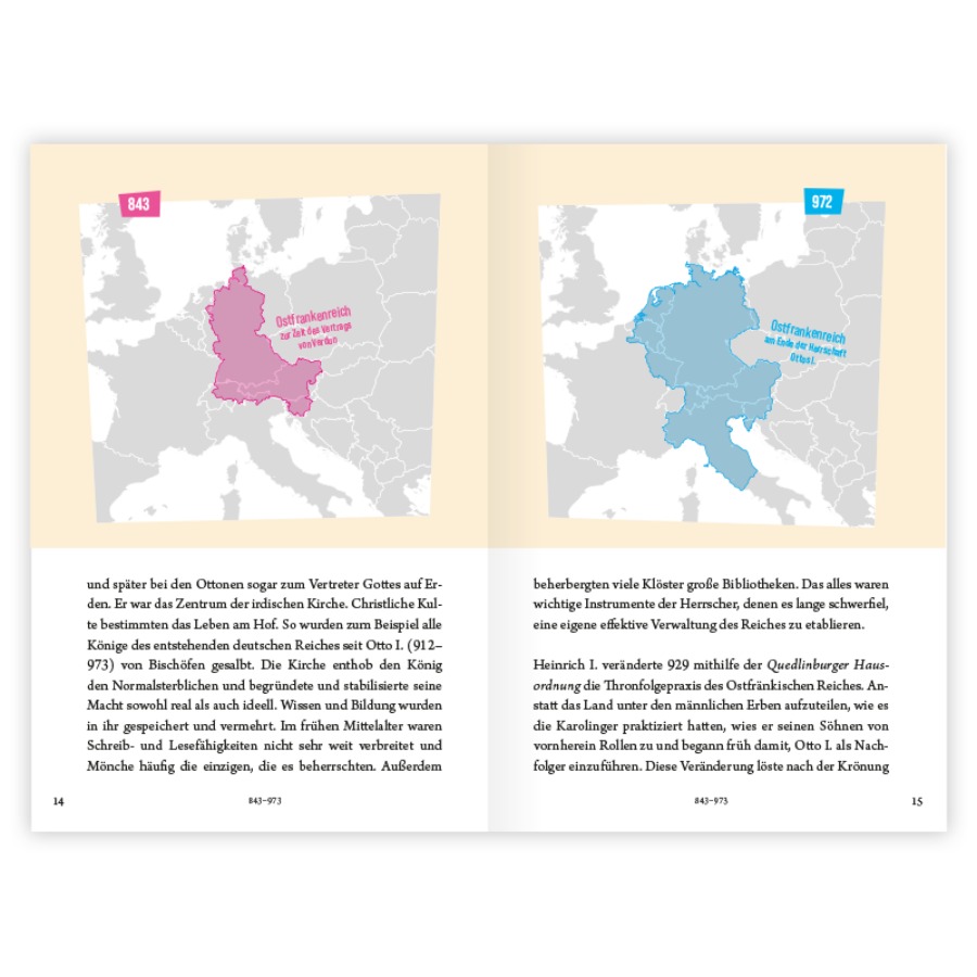 Deutschland. Die Geschichte eines interessanten Landes in Karten vom Katapult Verlag – Seite 14 und 15